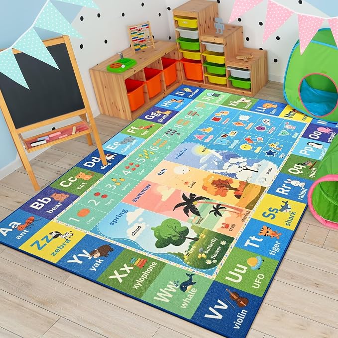 Macgace ABC Kids Rug for Playroom, 3x5 Washable Classroom Area Rugs, Toddler by Macgace