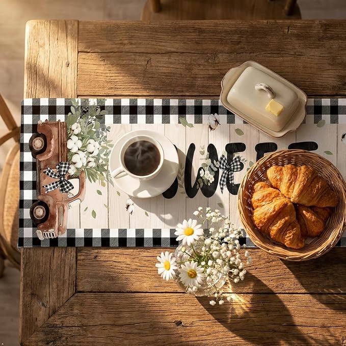 Farmhouse Table Runner, 108 x 13 inches, Rustic Country Decor - Image 5