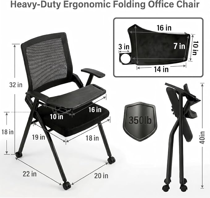 2 Pack Folding Office Chair - Image 3