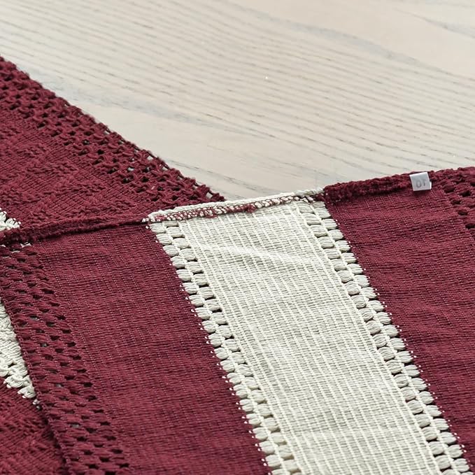 Artoid Mode Red Farmhouse Woven Table Runner 12x72 Inch | Holiday Rustic - Image 5