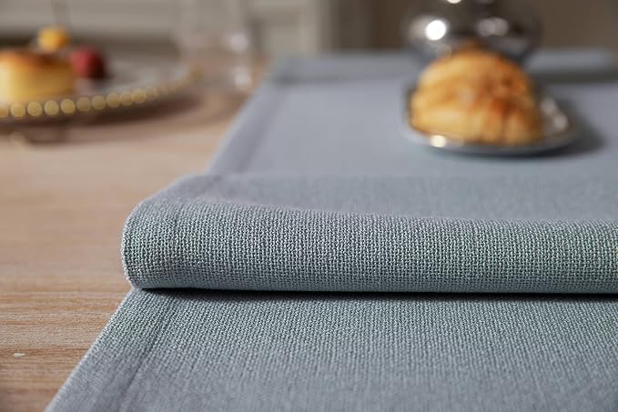 Burlap Style Farmhouse Table Runner, 14x48 Inches Light Dusty Blue | Thick - Image 5