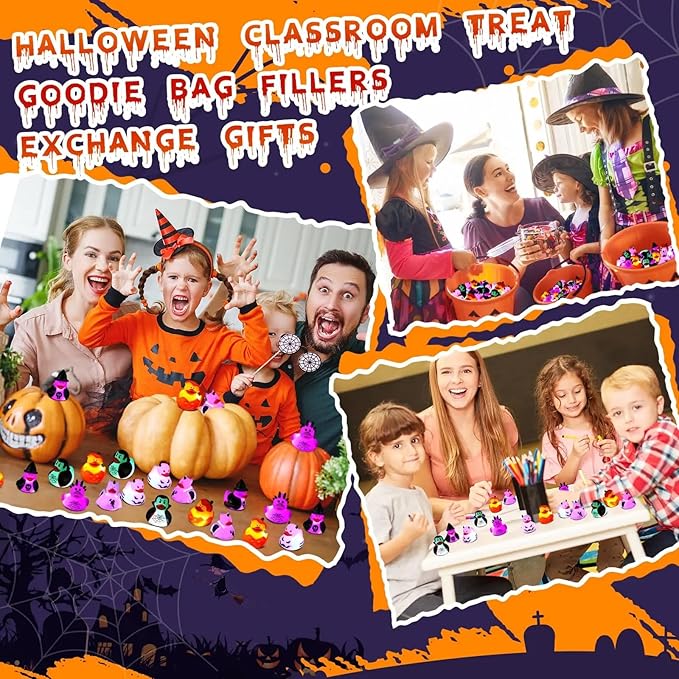 Halloween Rubber Duckies in Bulk Glow in The Dark Rubber Ducks Light up Halloween Mini Duckies Bath Toys for Halloween Party Favor Decor Pool Bathtub Baby Shower Toy Gifts for Kids(12)