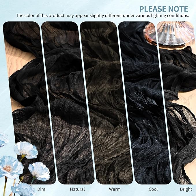 4 Pack Cheesecloth Table Runner 10FT Black Table Runner Boho Gauze Cheese Cloth - Image 7