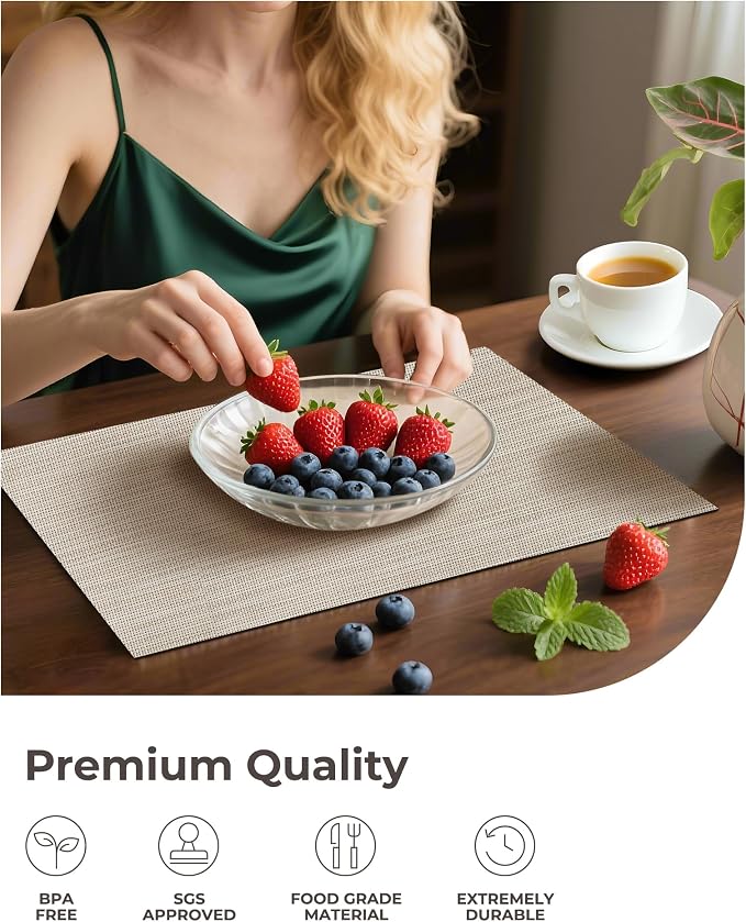 Leetaltree Beige White Placemats Set of 6 - Image 6