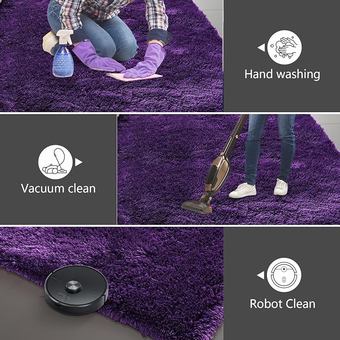 Shag Area Rugs for Bedroom Living Room, 8X10 Ultra Soft Purple Fluffy Area Rugs - Image 7