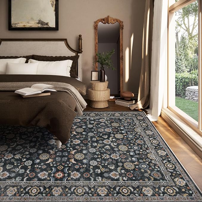 Washable Area Rugs for Living Room: 6x9 Bedroom Rug Vintage Boho Area Rug Stain - Image 3
