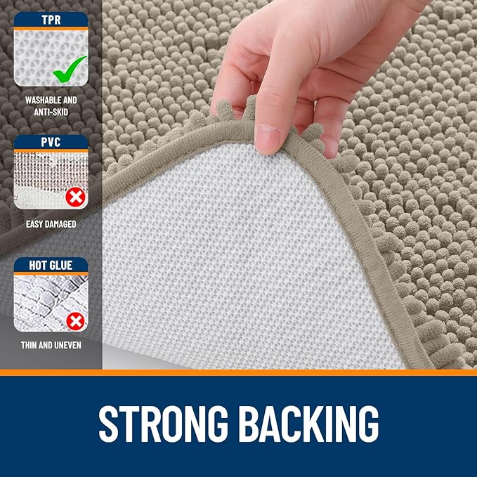 OLANLY Bathroom Rugs 36x24, Extra Soft Absorbent Chenille Bath Rugs, Rubber - Image 6
