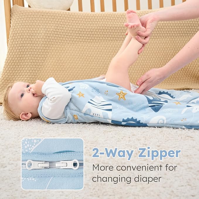 Yoofoss Baby Sleep Sack 12-18 Months, TOG 2.5 Baby Wearable Blanket with 2-Way Zipper, 100% Organic Cotton Fabric Winter Newborn Sleeping Sack, Warm Soft Comfy