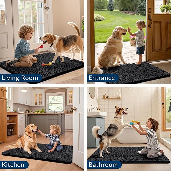 Smiry Dog Door Mat for Muddy Paws 30x20, Absorbent Dirt Trapper, Non-Slip - Image 7