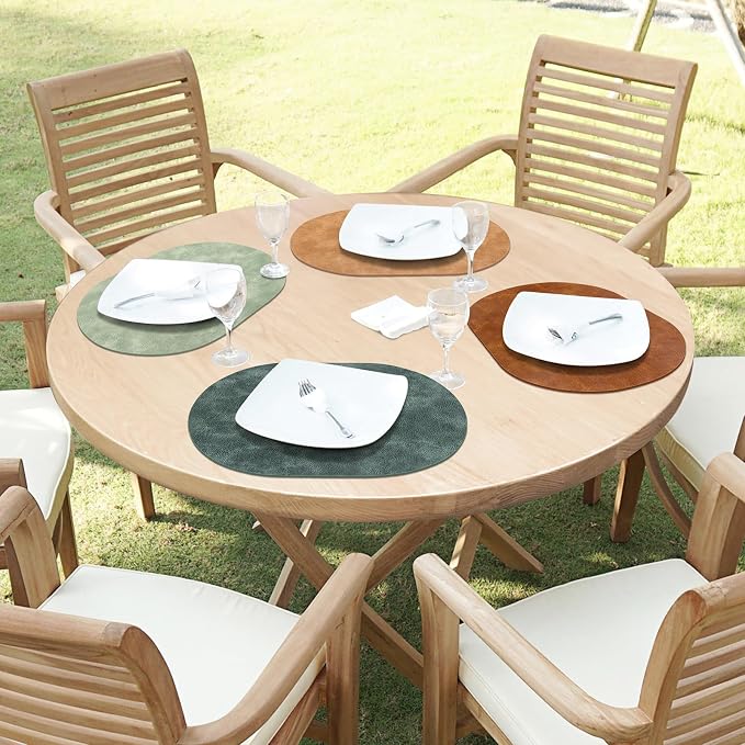 ADRIMER Placemats, Heat Resistant Oval Placemats Set of 4 Washable 12 x 17 Inch - Image 2