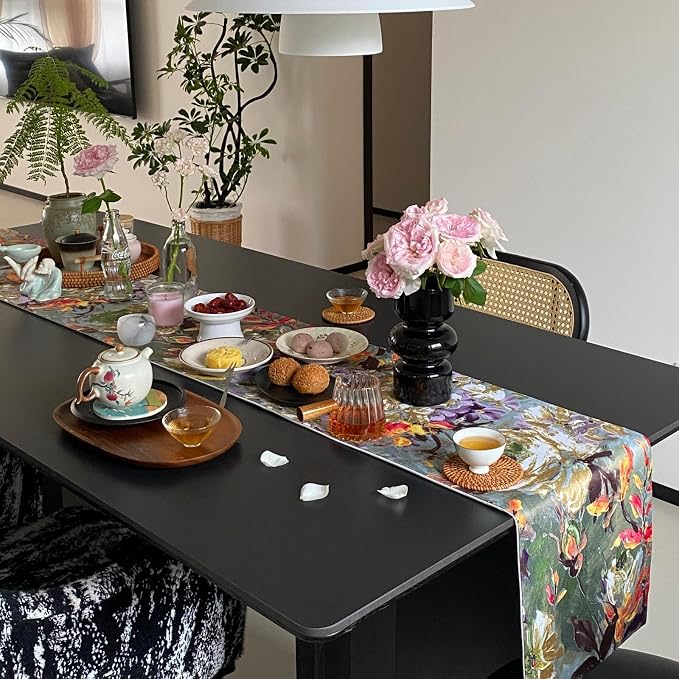 Green Table Runner 12 x 60 Inch, Waterproof Seasonal Print Floral Table Runners - Image 5