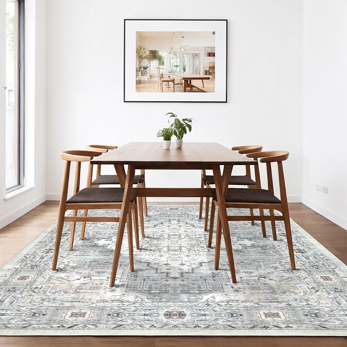 Area Rug 9×12 Washable Rugs for Bedroom, Vintage Floral Rug Soft Non Slip Stain - Image 4