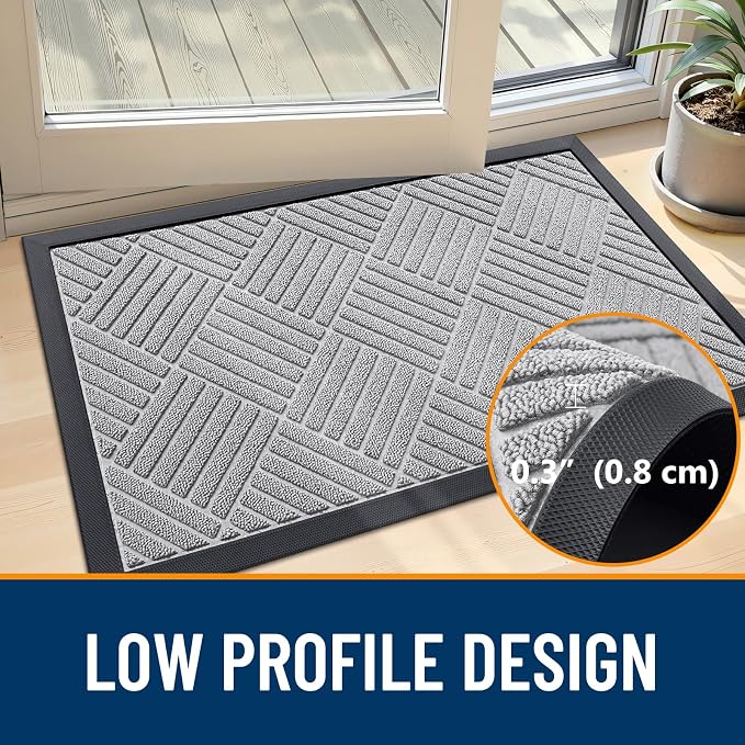 OLANLY Front Door Mat Outside Entrance 35x23, Heavy Duty Sturdy Natural Rubber - Image 4