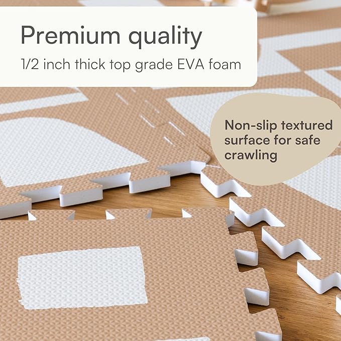 Lillefolk Baby Play Mat for Floor – 6x6ft Terracotta | Soft Non Toxic Premium EVA Foam Tiles for Tummy Time, Crawling & Playroom – Waterproof Interlocking Floor Mat for Babies & Toddlers (9 Tiles)