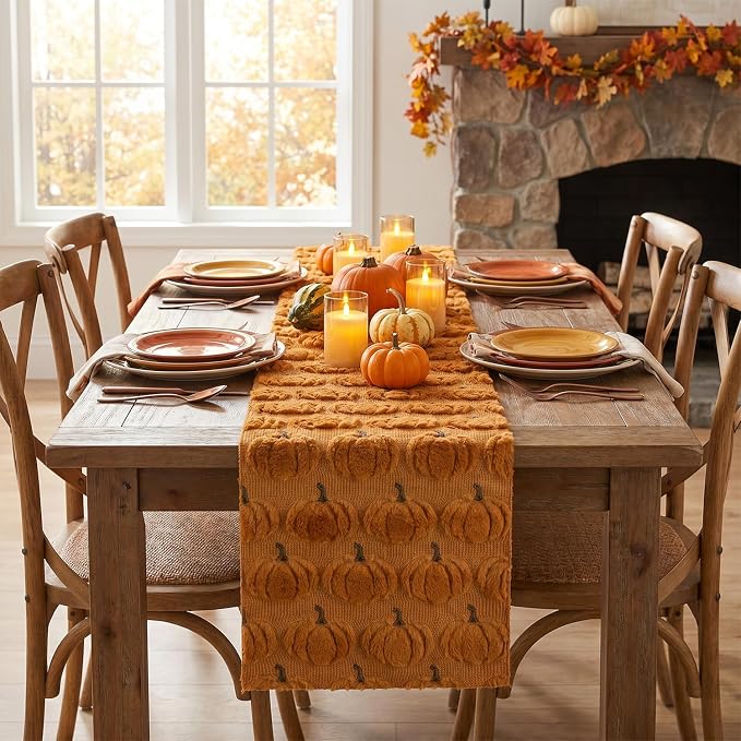 Artoid Mode Caramel Soft Faux Fur Fall Table Runner 13x36 Inch | Seasonal - Image 2