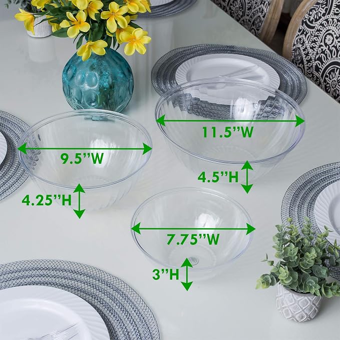 Disposable 48 Ounce Round Crystal Clear Plastic Bowls - Image 3