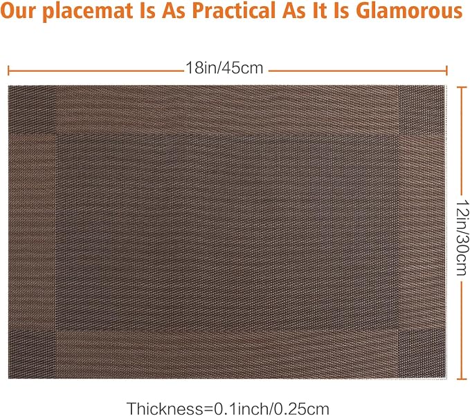 Placemats Set of 8, Vinyl PVC Heat Resistant Washable Placemats Set, Non Slip - Image 3