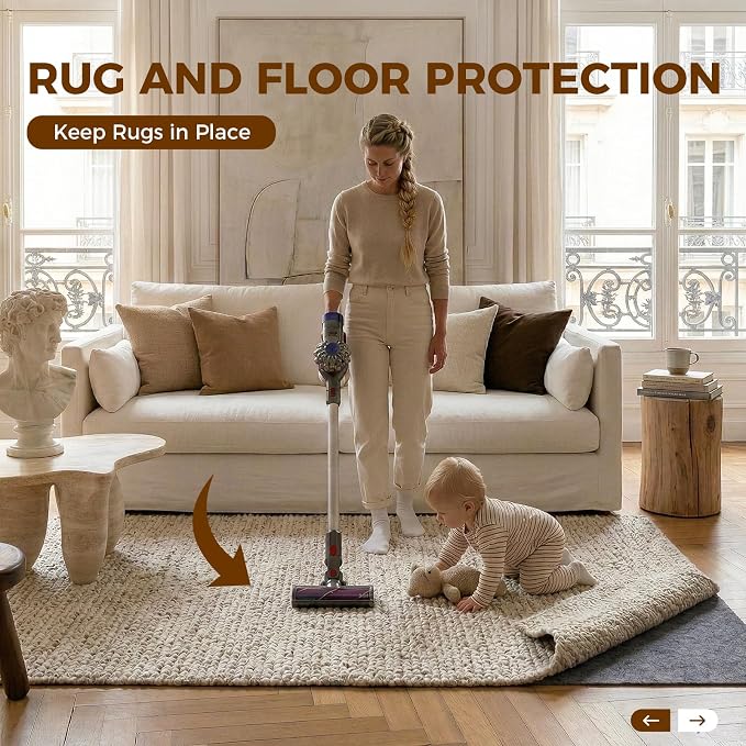 Rug Pad 9 x 12 Ft Non-Slip, Felt and Natural Rubber Backing, 1/4" Thick - Image 2