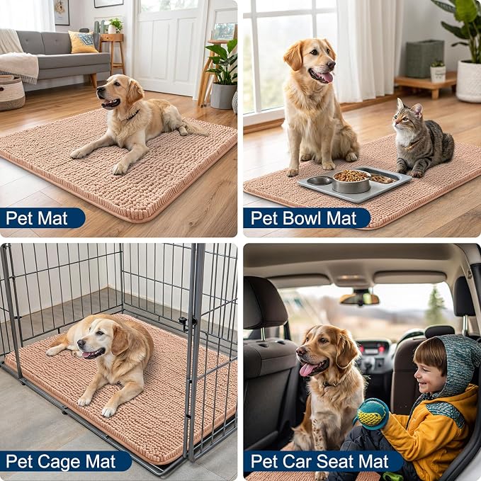 Smiry Dog Door Mat for Muddy Paws 47x24, Absorbent Dirt Trapper, Non-Slip - Image 6