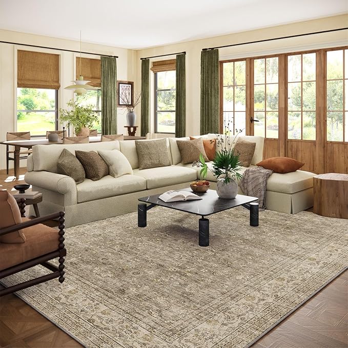 Machine Washable Rugs for Living Room: 8x10 Area Rugs for Bedroom Vintage Stain by palohom