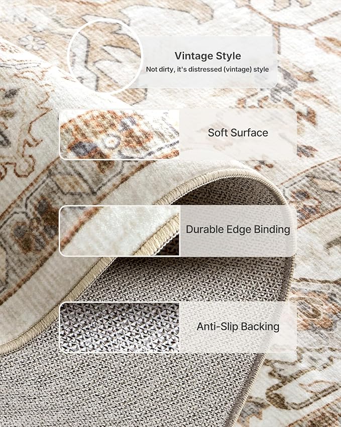 AMADA HOMEFURNISHING 4x6 Washable Area Rug, Low-Profile Entryway Rug - Image 6