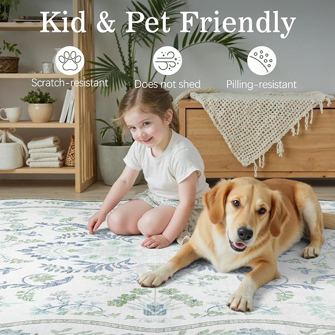 DCX Green and Blue 5x7 Rug, Kid & Pet Friendly - Image 6