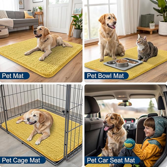 Smiry Dog Door Mat for Muddy Paws 24x16, Absorbent Dirt Trapper, Non-Slip - Image 6