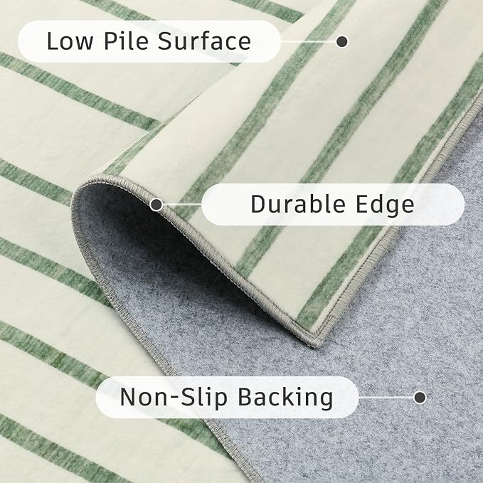 DCX Abstract Machine Washable 8x10 Rug, Sage Green Modern Accent Rug - Image 7