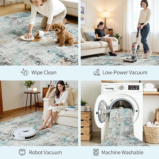 Area Rugs 9x12 Living Room: Large Soft Washable Rug Modern Abstract Anti-Skid - Image 5