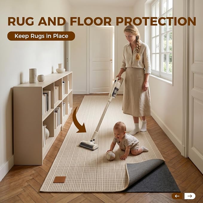 Rug Pad 2 x 8 Ft Non-Slip, Felt and Natural Rubber Backing, 1/4" Thick - Image 2