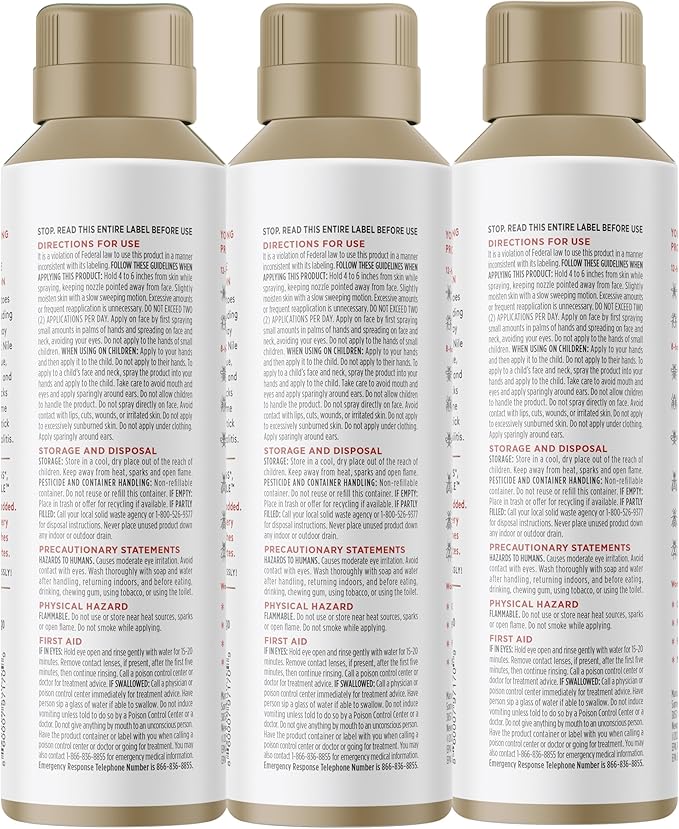 Fragrance Free Insect Repellent, 12-Hour Mosquito & Tick Protection, Picaridin-Based, Water-Based, Lightweight, Quick-Drying, DEET Alternative, Face & Body Use, 3 Pack