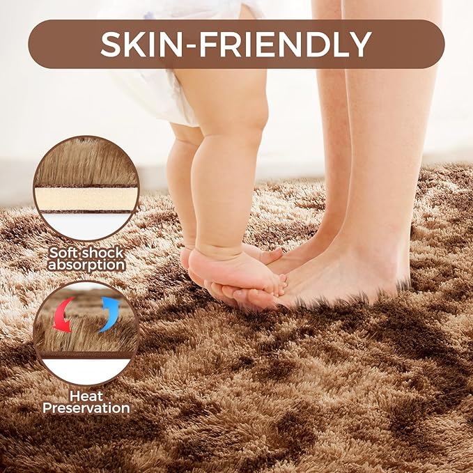 Ultra Soft Rug for Living Room, 5X8 Fluffy Shag Area Rug for Bedroom, Modern - Image 4