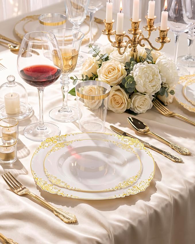 Nervure 100Pcs 10.25'' Ivory Plastic Plates, Party Plates - Image 6