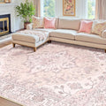 RELEANY Area Rugs 7'x9' Washable Non-Slip, Floral Vintage Distress Medallion by RELEANY