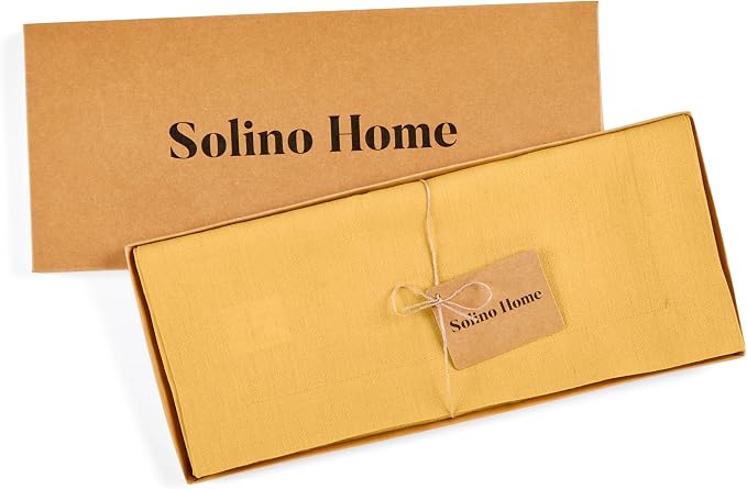 Solino Home 100% Pure Linen Table Runner Mustard Yellow, Fete 14 x 36 in | - Image 7