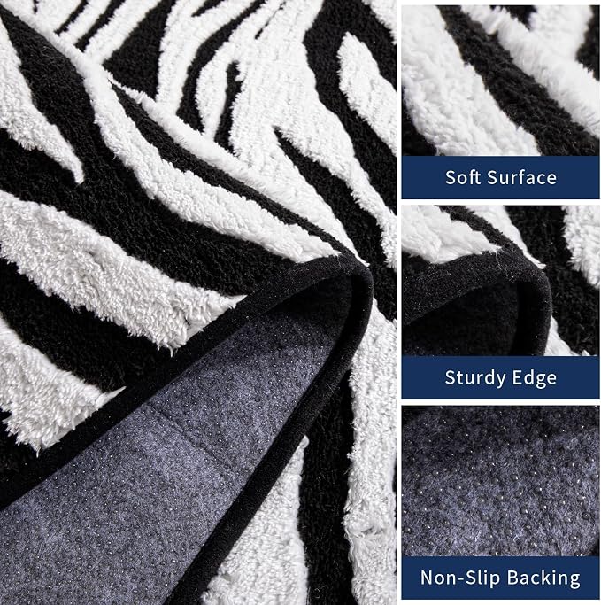 YIHOUSE 6×9 Ft Area Rugs, Washable Plush Soft Zebra Print Carpet, Non-Slip - Image 5