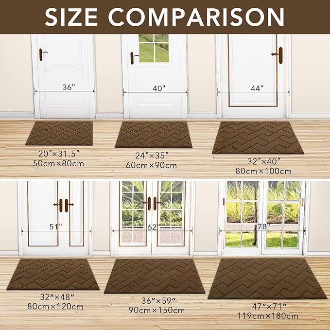 hicorfe Indoor Doormat, Front Back Door Mat TPR Backing Non Slip Mats 20"x32" - Image 2
