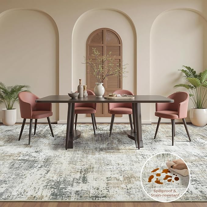 Area Rugs 9x12 Living Room, Large Soft Washable Abstract Neutral Bedroom Rug - Image 8