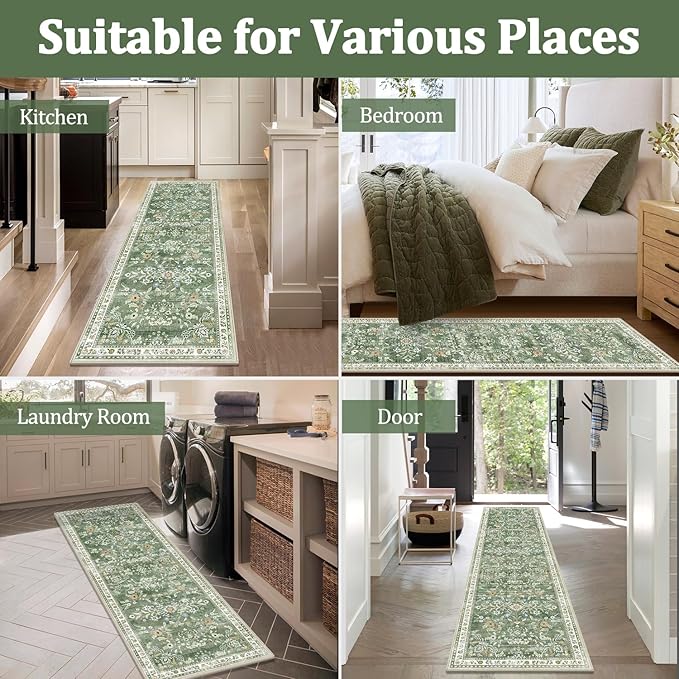 Yamaziot Washable Runner Rug 2x8 – Non Slip Boho Floral Hallway Runner Rug - Image 7