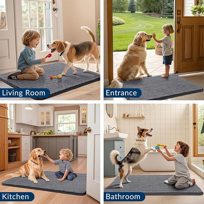 Smiry Dog Door Mat for Muddy Paws 70x24, Absorbent Dirt Trapper, Non-Slip - Image 7