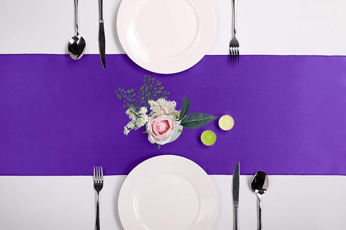 10-Pack Satin Table Runner Purple 12 x 108 inches Long, Table Runners - Image 2