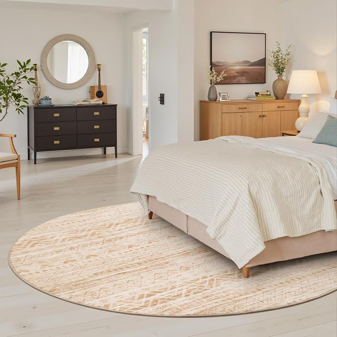 Miukiki Round Rugs 8ft Washable Moroccan Circle Rug - Image 8