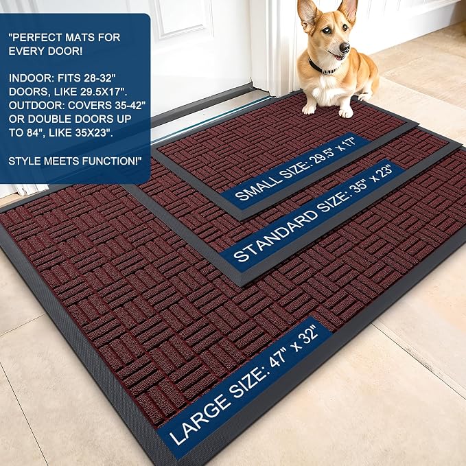OLANLY Front Door Mat Outside Entrance 59x34, Heavy Duty Sturdy Natural Rubber - Image 2