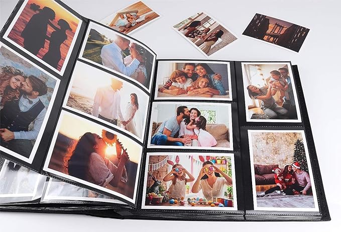 RECUTMS Photo Album 4x6 600 Photos, Large Capacity for Wedding Family Leather Cover Picture Albums Holds 600 Horizontal and Vertical 4x6 Photos (Dark Green)