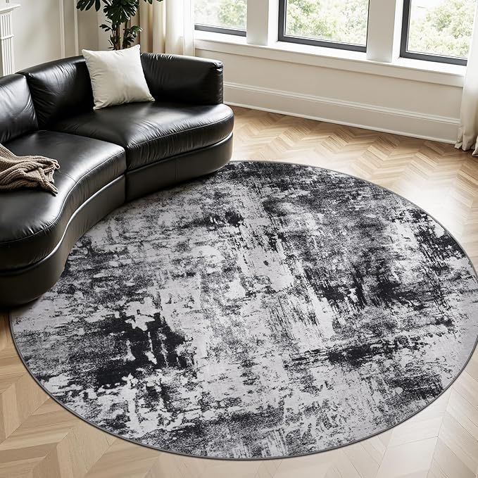 Rugflix Round Area Rugs 8Ft for Living Room, Washable Circle Rug by RugflixAreaRugs