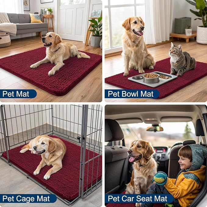 Smiry Dog Door Mat for Muddy Paws 40x32, Absorbent Dirt Trapper, Non-Slip - Image 6
