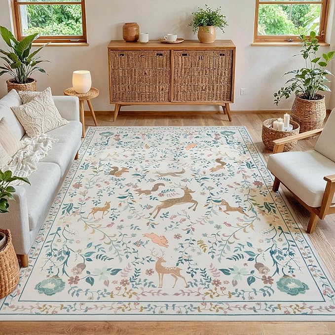 5x7 Area Rugs Washable Rug: Boho Living Room Rug Soft Non-Slip Low Pile Carpet - Image 7