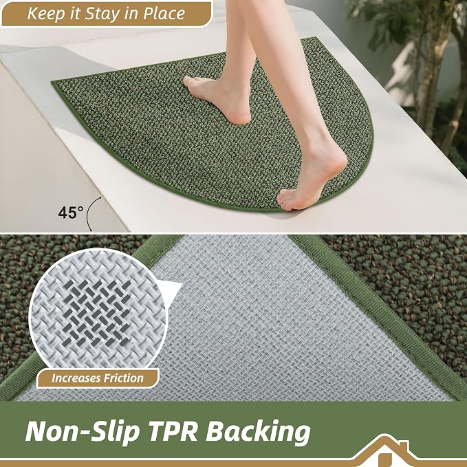 BEQHAUSE Dirt Trapper Door Mat 17" x 30" Half Circle Non Slip Washable Doormats - Image 4