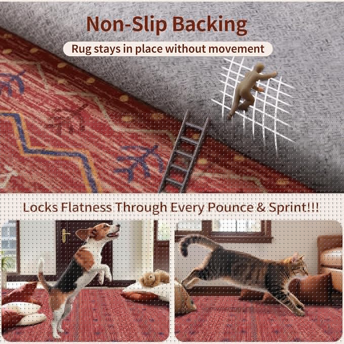 SERISSA 2x4 Rugs for Entryway, Washable Non-Slip Kitchen Runner Rug Small Red - Image 5