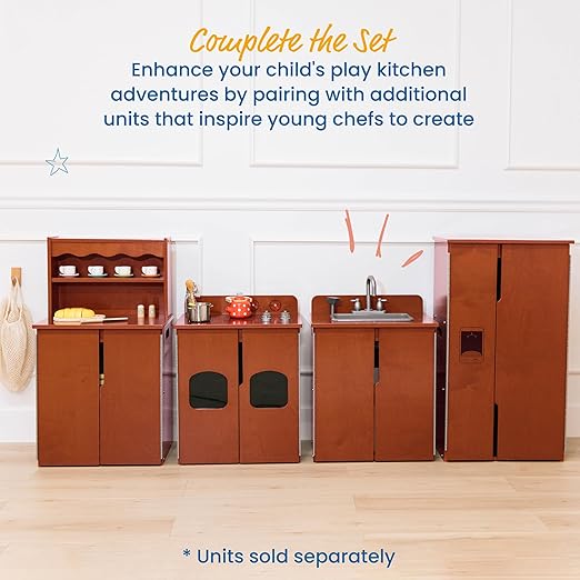 ECR4Kids Play Kitchen Stove, Wooden Playset, Dark Walnut
